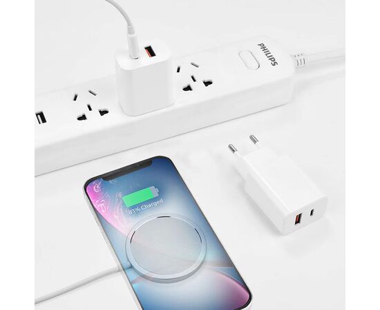  Беспроводное зарядное устройство MagSafe COTEetCI CS5715-U 2-in-1 MagSafe с Кабелем Type-C, 20W, белый 