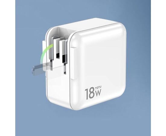  Сетевое зарядное устройство TOTU HTY-0902000 1xUSB + 1xUSB-C, 0.8A, 18W, белый 