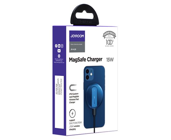  Беспроводное зарядное устройство MagSafe JOYROOM JR-A28 MagSafe с Кабелем Type-C - Type-C, 2.4A, 15W, белый 