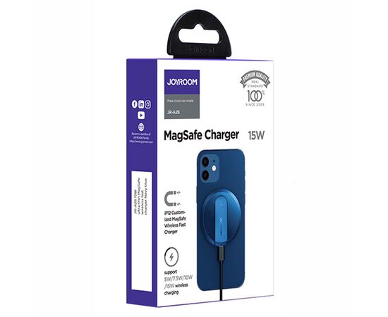  Беспроводное зарядное устройство MagSafe JOYROOM JR-A28 MagSafe с Кабелем Type-C - Type-C, 2.4A, 15W, темно-синий 