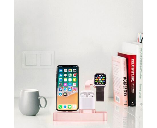  Настольная зарядная станция COTEetCI CS7201-MRG BASE 19 3-in-1 для iPhone+Airpods+Apple Watch, розовое золото 