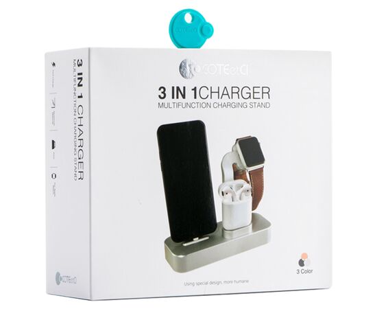  Настольная зарядная станция COTEetCI CS7201-MRG BASE 19 3-in-1 для iPhone+Airpods+Apple Watch, розовое золото 