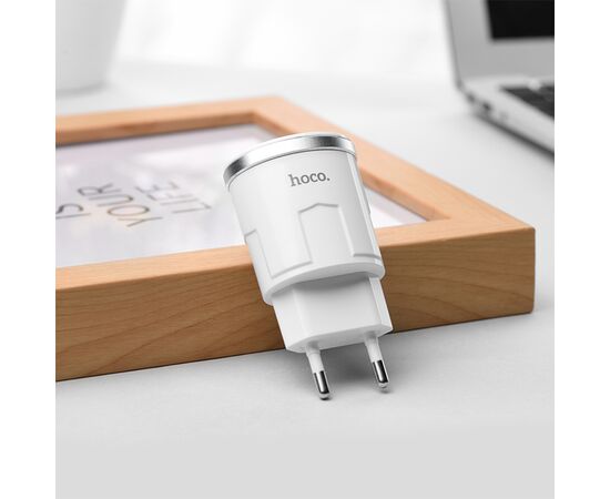  Сетевое зарядное устройство HOCO C37A Thunder 1xUSB с Кабелем USB - Lightning, 2.4A, 10.8W, белый 