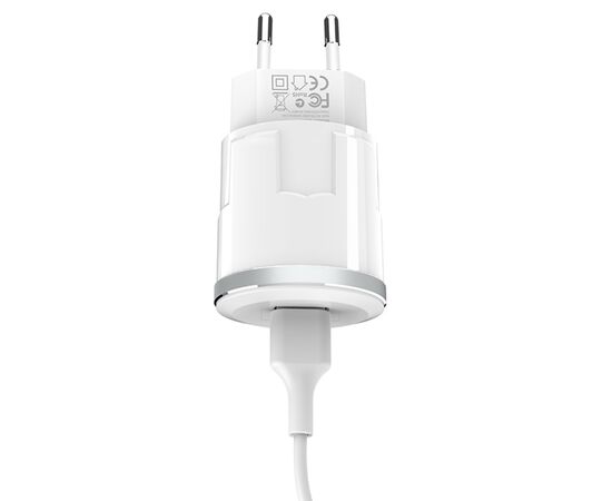  Сетевое зарядное устройство HOCO C37A Thunder 1xUSB с Кабелем USB - Lightning, 2.4A, 10.8W, белый 