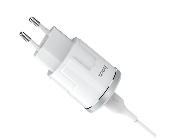  Сетевое зарядное устройство HOCO C37A Thunder 1xUSB с Кабелем USB - Lightning, 2.4A, 10.8W, белый 