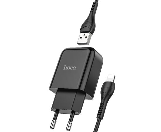  Сетевое зарядное устройство HOCO N2 Vigour single 1xUSB с Кабелем USB - Lightning, 2A, 10W, черный 