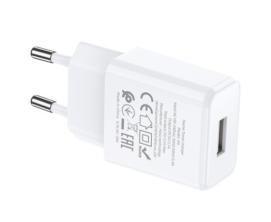  Сетевое зарядное устройство HOCO N9 Especial 1xUSB с Кабелем USB - Lightning, 2.1A, 10W, белый 