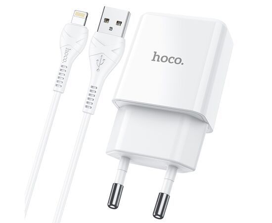  Сетевое зарядное устройство HOCO N9 Especial 1xUSB с Кабелем USB - Lightning, 2.1A, 10W, белый 