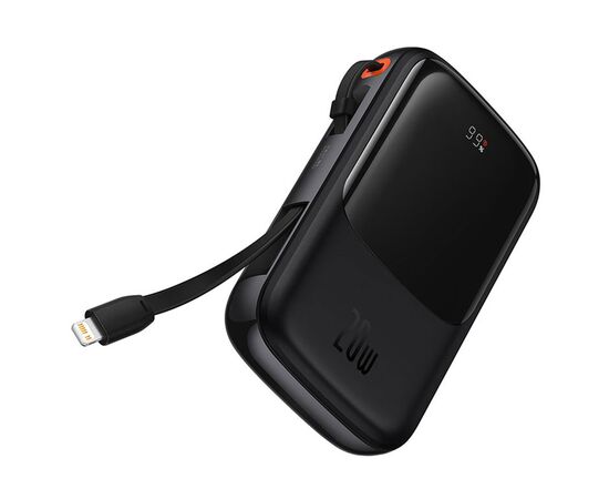  Портативный аккумулятор BASEUS Qpow Pro Digital Display, встроенный кабель Lightning, 3A, 10000 мА⋅ч, черный 