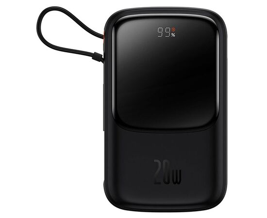  Портативный аккумулятор BASEUS Qpow Pro Digital Display, встроенный кабель Lightning, 3A, 10000 мА⋅ч, черный 