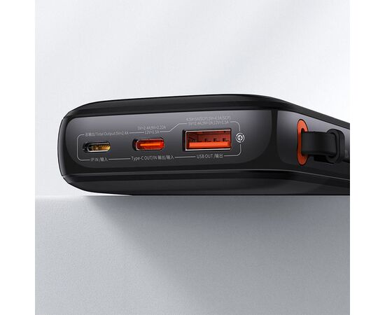  Портативный аккумулятор BASEUS Qpow Pro Digital Display, встроенный кабель Lightning, 3A, 10000 мА⋅ч, черный 