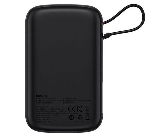  Портативный аккумулятор BASEUS Qpow Pro Digital Display, встроенный кабель Lightning, 3A, 10000 мА⋅ч, черный 