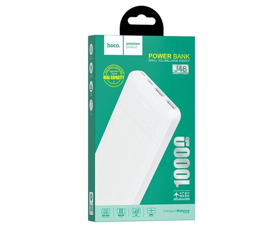  Портативный аккумулятор HOCO J48 Nimble, 2.0A, 10000 мА⋅ч, белый 