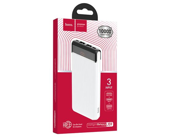 Портативный аккумулятор HOCO J59 Famous, 2A, 10000 мА⋅ч, белый 