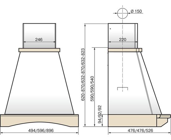  Вытяжка Elikor Ротонда 60П-1000-П3Д бежевый/дуб неокр 