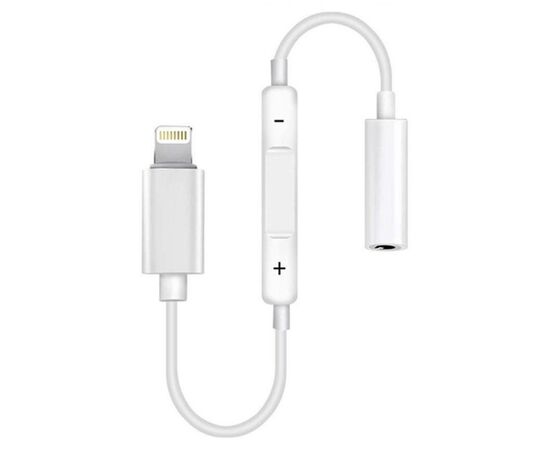  Переходник  MH020-B Plus, Lightning - Jack 3.5, 14 см, белый, контроллер с микрофоном 