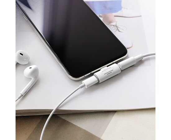  Переходник BOROFONE BV6 Comfortable, Lightning - Dual Lightning, белый 