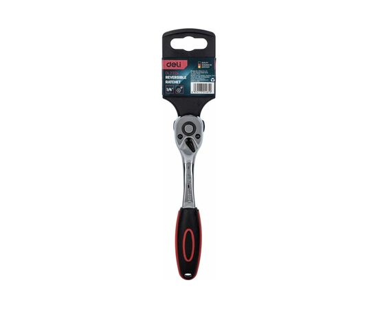  Ключ трещотка Deli DL2324 1/4" длина 155мм, 72 зуба, шестерня Cr-Mo, быстросъемная 