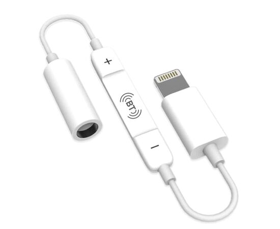  Переходник  MH020-B, Lightning - Jack 3.5, 14 см, белый, контроллер с микрофоном 