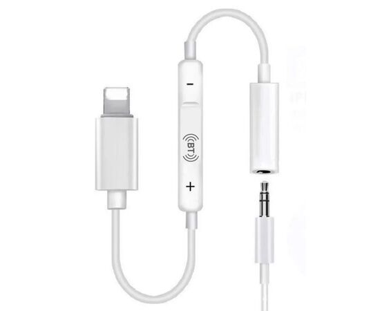  Переходник  MH020-B, Lightning - Jack 3.5, 14 см, белый, контроллер с микрофоном 