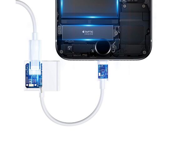  Переходник  MH033, Lightning - Jack 3.5/Lightning, 10 см, белый 