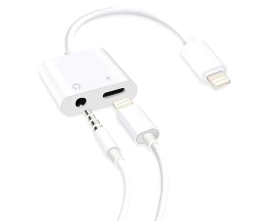  Переходник  MH-83Y, Lightning - Jack 3.5/Lightning, 10 см, белый 