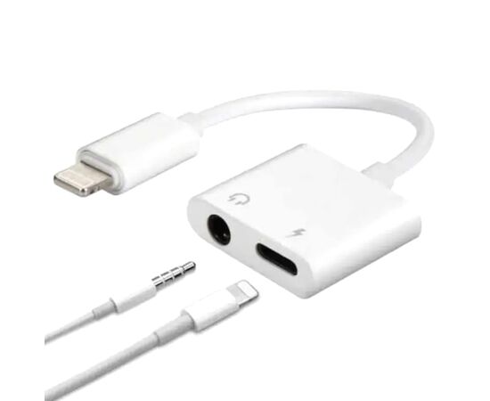  Переходник  MH-83Y, Lightning - Jack 3.5/Lightning, 10 см, белый 