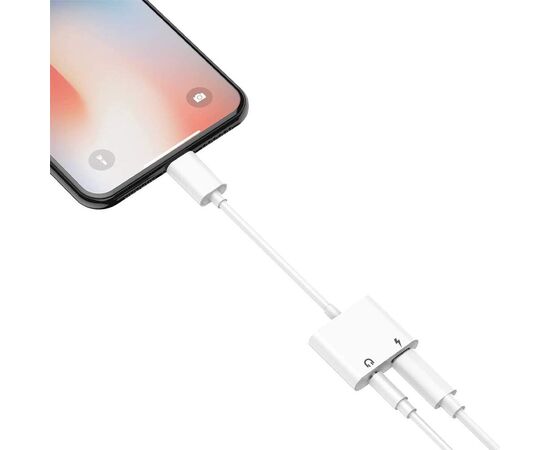  Переходник  MH-83Y, Lightning - Jack 3.5/Lightning, 10 см, белый 