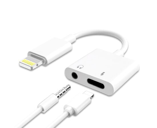  Переходник  MH-83Y, Lightning - Jack 3.5/Lightning, 10 см, белый 