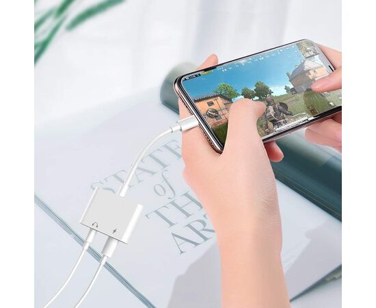  Переходник  MH-83Y, Lightning - Jack 3.5/Lightning, 10 см, белый 