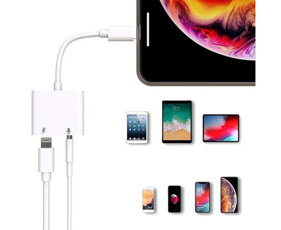  Переходник  MH-83Y, Lightning - Jack 3.5/Lightning, 10 см, белый 