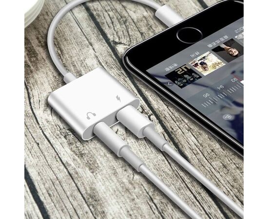  Переходник  MH-83Y, Lightning - Jack 3.5/Lightning, 10 см, белый 