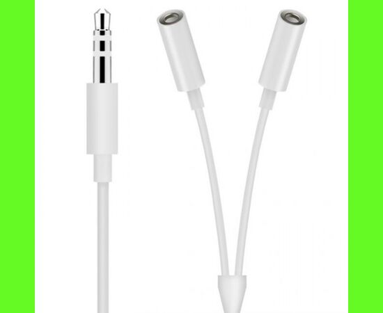  Переходник  MH028 3.5, Jack 3.5 - Jack 3.5 dual, белый, Male to Dual Female 