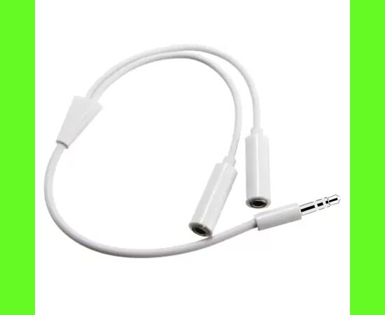  Переходник  MH028 3.5, Jack 3.5 - Jack 3.5 dual, белый, Male to Dual Female 