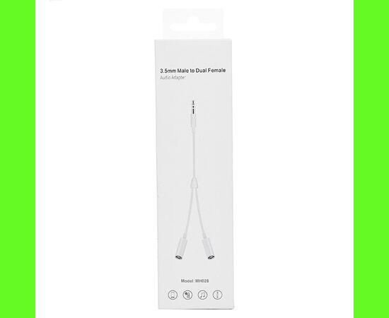  Переходник  MH028 3.5, Jack 3.5 - Jack 3.5 dual, белый, Male to Dual Female 
