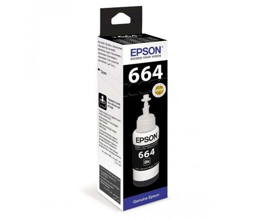  Чернила Epson L100/L200/L110/L120/L1300/L210/L222/L300/L312/L350/L355/L362/L456/L550/L555/L566 (O) C13T66414A, Black, 70ml 