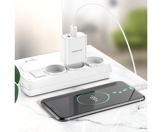  СЗУ BOROFONE BA55A Crown speed 2USB, PD20W, QC3.0 charger (белый) 