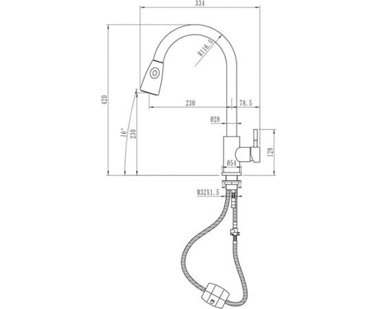  Смеситель для кухни Mixline MLSS-0323 518615 выдвижная лейка 