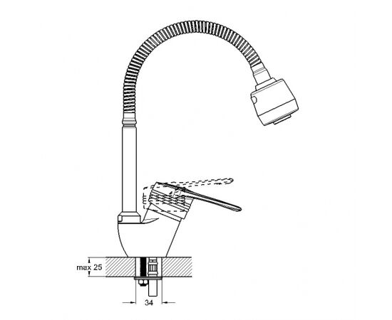  Смеситель для кухни Solone LOP4-B043 с гибким изливом 