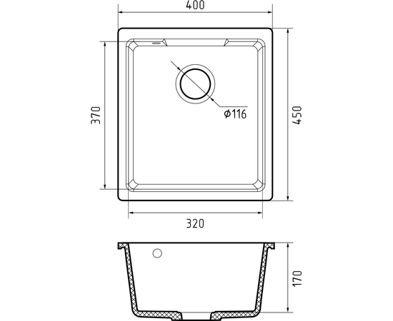  Кухонная мойка GranFest Urban 4540 гранит, черный 