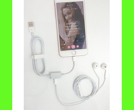  Переходник  MA066, USB - Lightning + Lightning, 1 м, белый 