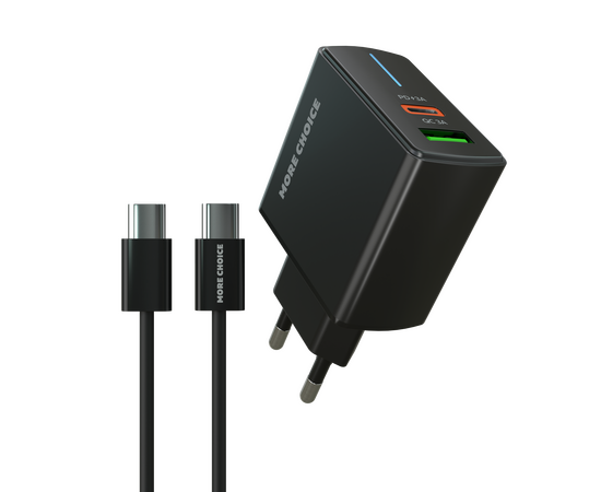  СЗУ 1USB+1USB-C 3.0A PD 20W+QC3.0 быстрая зарядка для Type-C Type-C More choice NC61a (Black) 