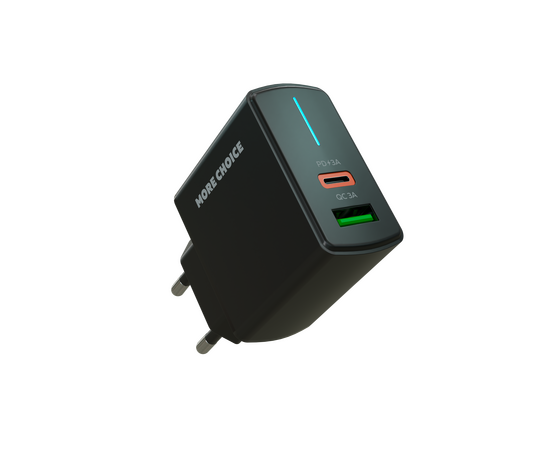  СЗУ 1USB+1USB-C 3.0A PD 20W+QC3.0 быстрая зарядка для Type-C Type-C More choice NC61a (Black) 