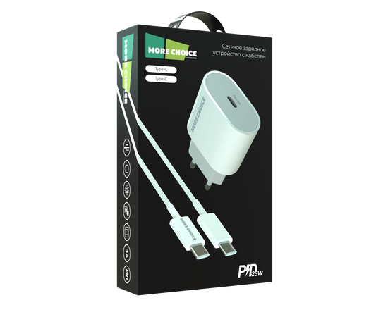  СЗУ 1Type-C 3.0A PD 25W быстрая зарядка для Type-C Type-C More choice NC65a (White) 