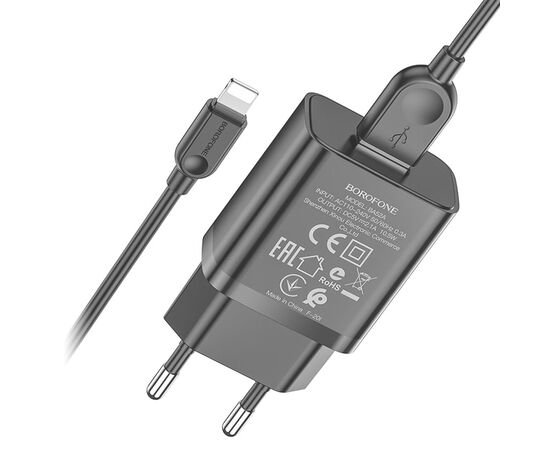  СЗУ 1USB 2.1A для Lightning 8-pin Borofone BA52A 1м (Black) 