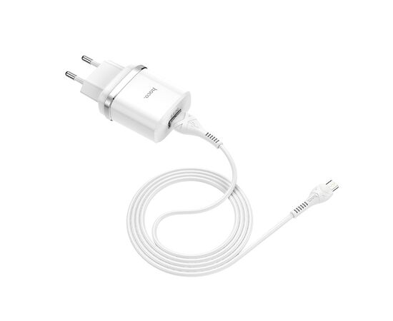  Сетевое зарядное устройство 1USB 3A QC3.0 быстрая зарядка  с дата-кабелем micro USB Hoco C12Q 1м (White) 