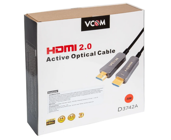  Активный оптический кабель HDMI 19M/M,ver. 2.0, 4K@60 Hz 30m VCOM  (1/14) 