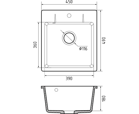  Кухонная мойка GRANFEST Urban 245 gray 