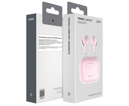  Беспроводные наушники PERO TWS06 COMFORT Pink 