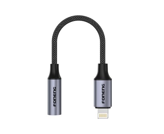  Адаптер  AUX 3,5 - Lightning Foneng BM30,  14см (Metal Gray) 